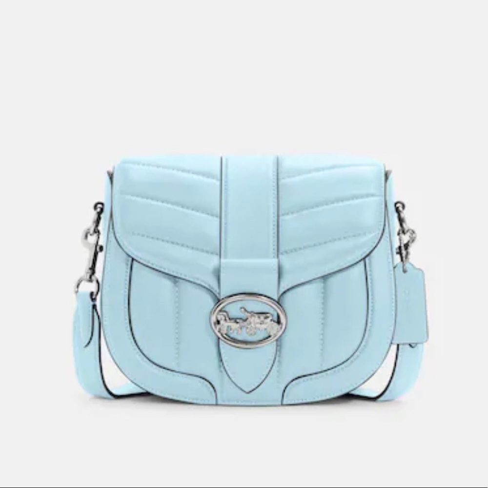 Coach Baby Blue Georgie Crossbody Bag With Puffy Quilting